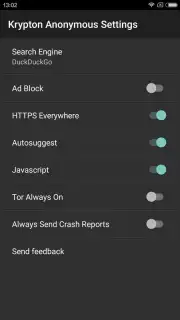 Krypton Anonymous Browser скриншот 5