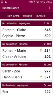 Belote Score скриншот 1